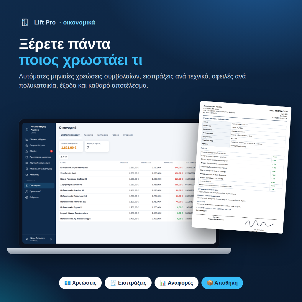 Lift - Εφαρμογή για Συντηρητές Ανελκυστήρων